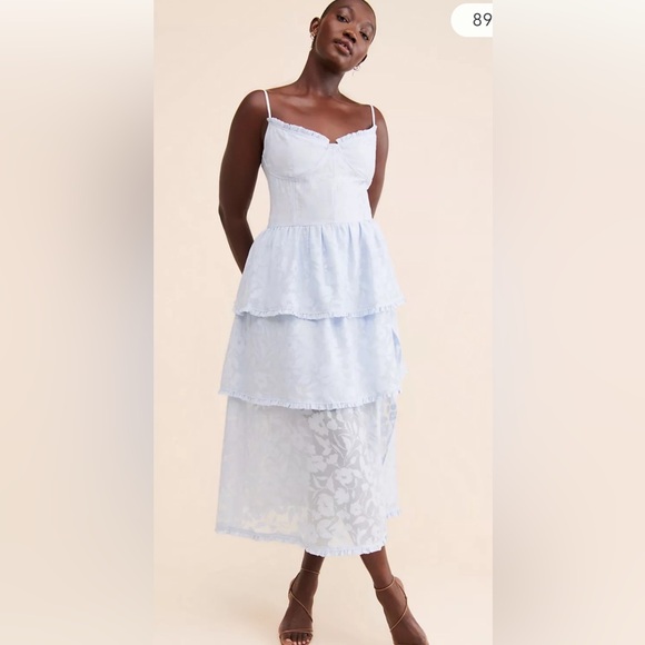 Anthropologie Dresses & Skirts - NWOT Anthropologie size L Campbell lace tiered midi dress in light blue